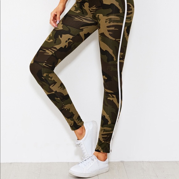 Pants - RESTOCKED! Camo and White Stripe Leggings